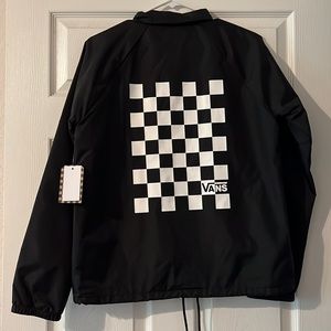 NWT Vans Black and White Checkered Coach Button-Up Jacket, Women’s Size M